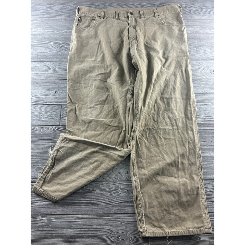 Carhartt Mens Carpenter Pants Beige Straight Leg Work Pants Canvas Relaxed Fit